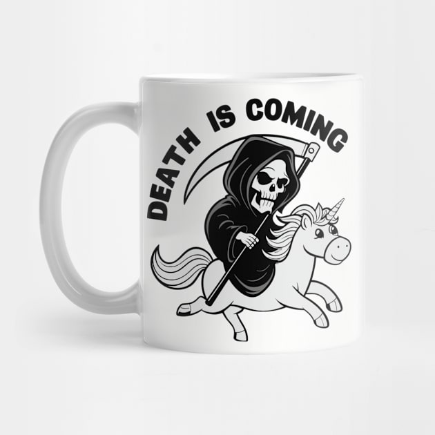 Grim Reaper Riding Unicorn Death Is Coming Sarcasm by Anticorporati